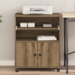 vidaXL Stojan na tlačiareň s kolieskami Artisan Oak 60x48x74 cm – Obrázok 4