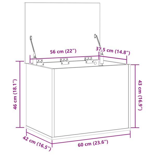 vidaXL Úložná krabica s viečkom Čierny dub 60x42x46 cm Inžinierske drevo – Obrázok 11