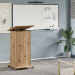 vidaXL Prednáškový pult s kolieskami z umelej borovice