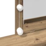 vidaXL Toaletný stolík so zrkadlom a LED osvetlením z dubového kompozitného dreva – Obrázok 10