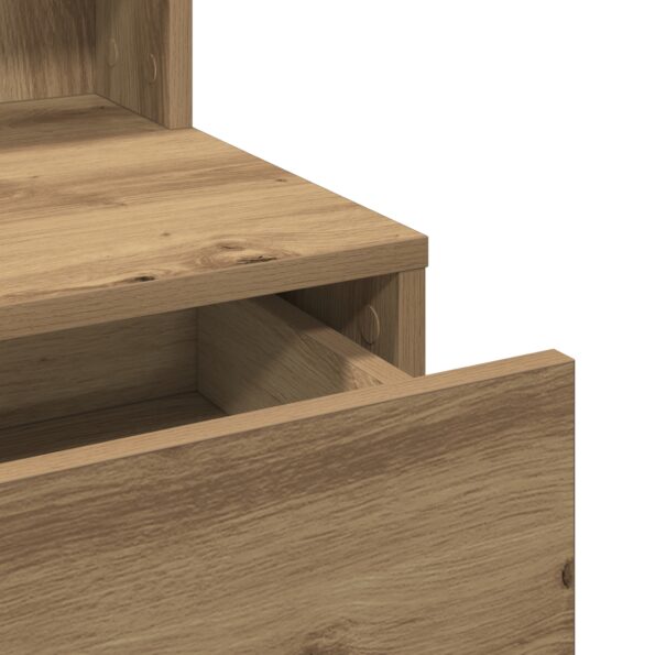 vidaXL Toaletný stolík so zrkadlom a LED osvetlením z dubového kompozitného dreva – Obrázok 9