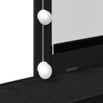 vidaXL Toaletný stolík so zrkadlom a LED svetlami Čierny dub z engineered wood – Obrázok 8