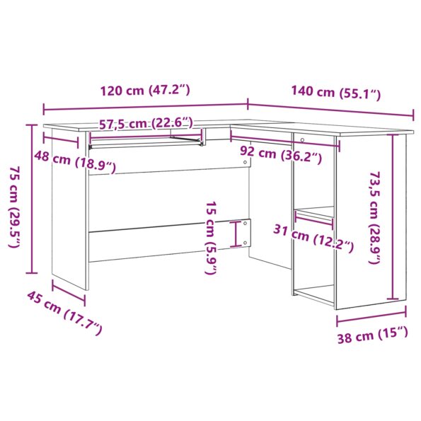vidaXL Stôl Čierny Dub 120x140x75 cm z Kompozitného Dreva – Obrázok 10