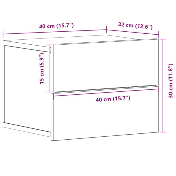 vidaXL Nočné stolíky 2 ks Čierne Dub 40x30x30 cm Z materiálu kompozitné drevo – Obrázok 12