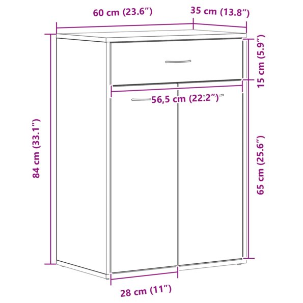 vidaXL Skriňa na topánky Čierny dub 60x35x84 cm Syntetické drevo – Obrázok 11