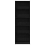 vidaXL Čierny dubový knihovník - 60x24x176 cm – Obrázok 5