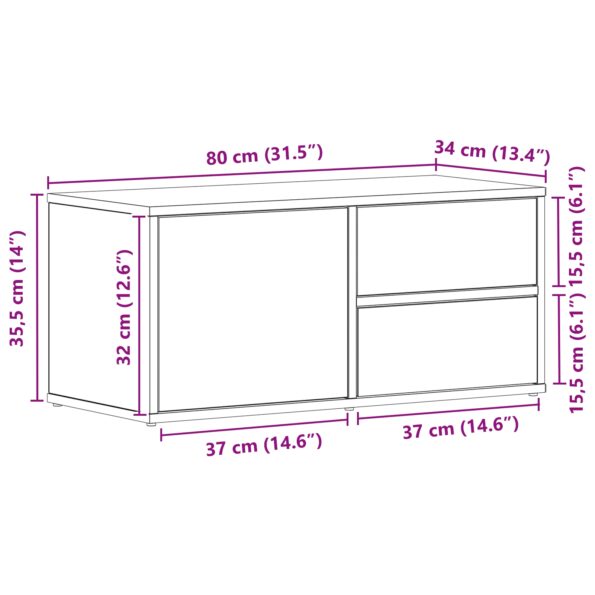 vidaXL TV stojan z Artisan duba 80x34x35,5 cm z inžinierskeho dreva – Obrázok 10