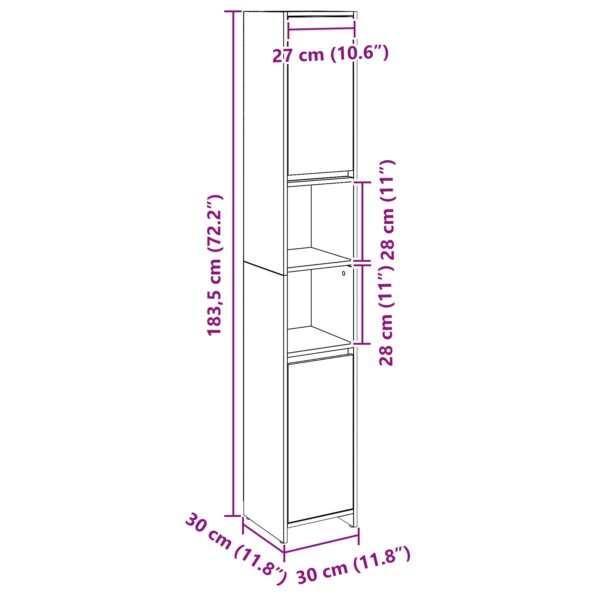 vidaXL Kúpeľňová skrinka Čierny dub 30x30x183,5 cm Kompozitné drevo – Obrázok 11