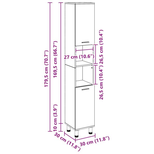 vidaXL Kúpeľňová skrinka Čierny dub 30x30x179 cm, vyrobená z dreva – Obrázok 11