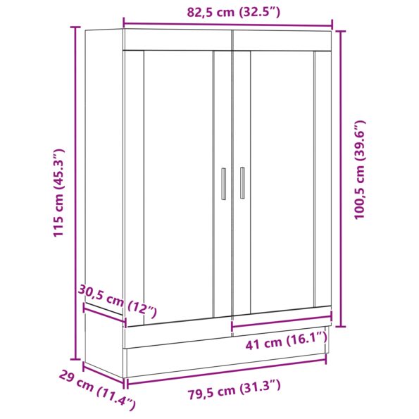 vidaXL Knižnica Čierna Dub 82,5x30,5x115 cm Umelé drevo – Obrázok 10