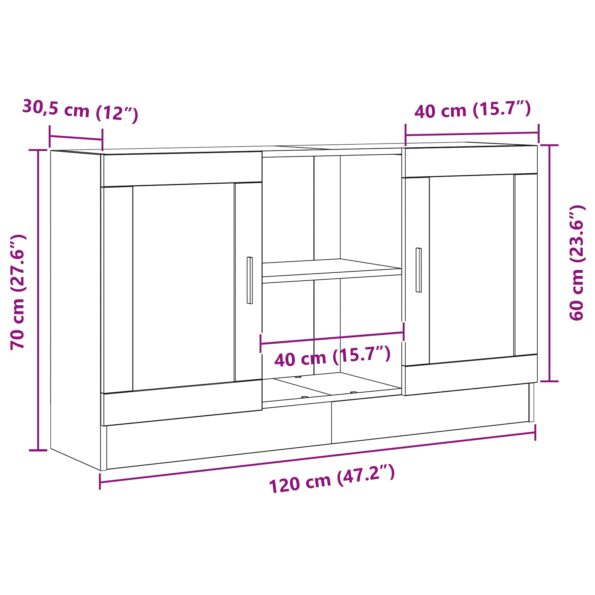 vidaXL Komoda čierny dub 120x30,5x70 cm z inžinierskeho dreva – Obrázok 10