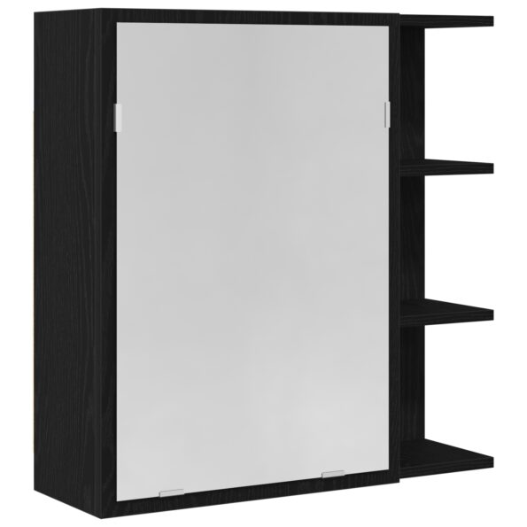 vidaXL Zrkadlový kúpeľňový kabinet Čierny dub 62,5x20,5x64cm z kompozitného dreva – Obrázok 2