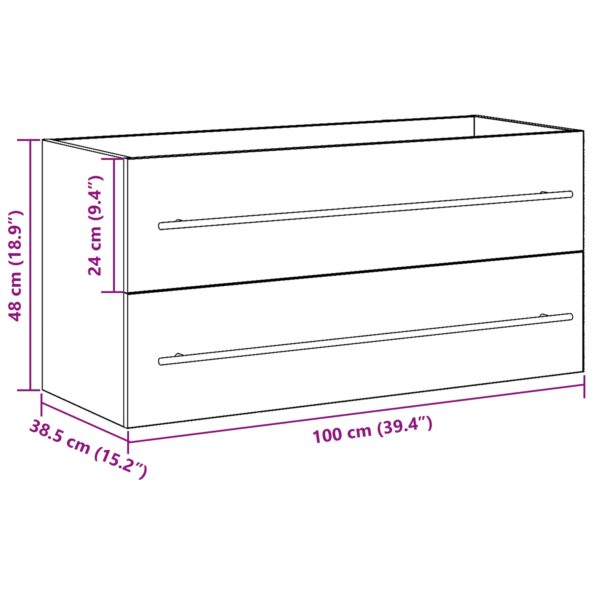 vidaXL Kúpeľňová skrinka pod umývadlo Staré drevo 100x38,5x48 cm Umelé drevo – Obrázok 11