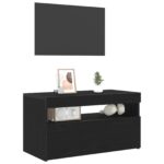 vidaXL TV skrinka s LED svetlom, čierna, dubová, 75x35x40 cm, kompozitné drevo – Obrázok 3