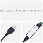 vidaXL Televízny stolík s LED svetlami, čierny dub, 140x40x35,5 cm, z kvalitného dreva – Obrázok 10