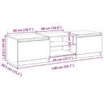 vidaXL Televízny stolík s LED svetlami, čierny dub, 140x40x35,5 cm, z kvalitného dreva – Obrázok 13