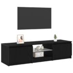vidaXL Televízny stolík s LED svetlami, čierny dub, 140x40x35,5 cm, z kvalitného dreva – Obrázok 3