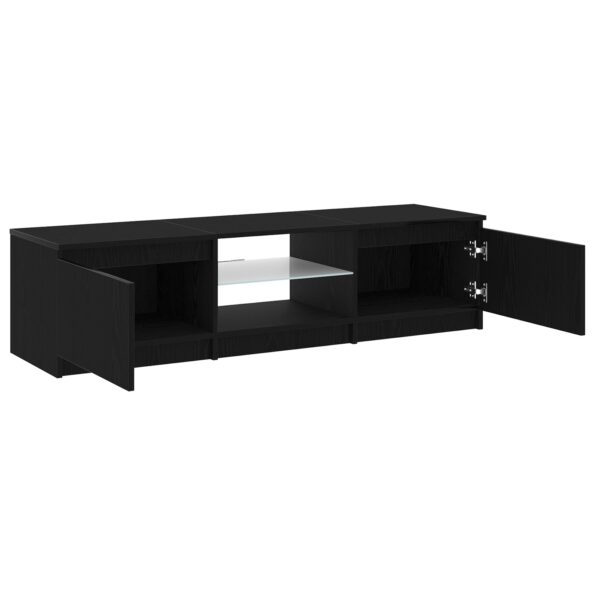 862563_4.jpg vidaXL Televízny stolík s LED svetlami, čierny dub, 140x40x35,5 cm, z kvalitného dreva – Obrázok 4