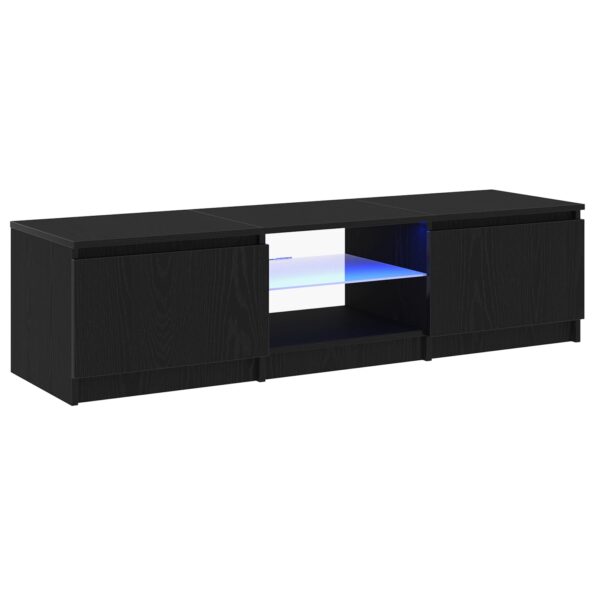 862563_5.jpg vidaXL Televízny stolík s LED svetlami, čierny dub, 140x40x35,5 cm, z kvalitného dreva – Obrázok 5