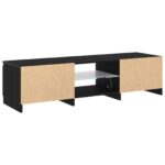 vidaXL Televízny stolík s LED svetlami, čierny dub, 140x40x35,5 cm, z kvalitného dreva – Obrázok 6