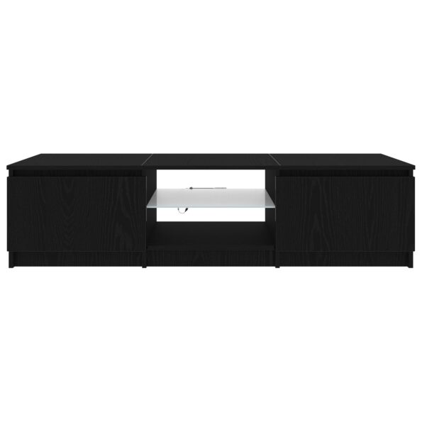 862563_7.jpg vidaXL Televízny stolík s LED svetlami, čierny dub, 140x40x35,5 cm, z kvalitného dreva – Obrázok 7