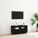vidaXL TV skrinka s LED osvetlením, čierny dub, 80x35x40 cm, kompozitné drevo