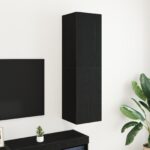vidaXL TV skrinka čierna dub 30,5x30x110 cm z inžinierskeho dreva