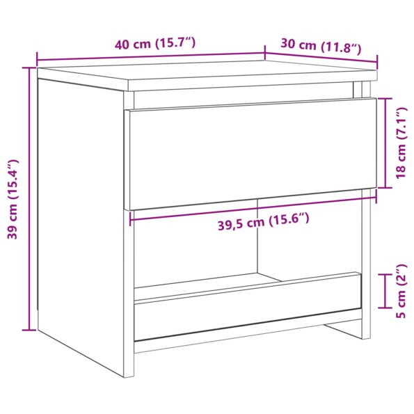 vidaXL Nočný stolík Čierny 40x30x39 cm z kompozitného dreva – Obrázok 11