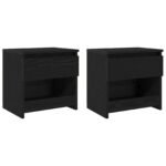 vidaXL Nočné stolíky 2 ks Čierne Dub 40x30x39 cm Kompozitné drevo – Obrázok 6