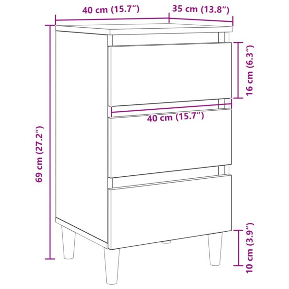 vidaXL Nočný stolík so drevenou nohou čierny dub 40x35x69 cm – Obrázok 11