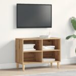 vidaXL TV kabinet Dubový masív 69.5x30x50 cm Kompozitné drevo