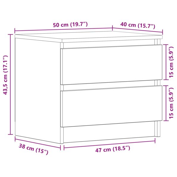 vidaXL Nočný stolík Čierny Dub 50x40x43,5 cm Kompozitné drevo – Obrázok 11