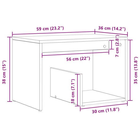 vidaXL Bočný stôl čierny dub 59x36x38 cm z kompozitného dreva – Obrázok 9