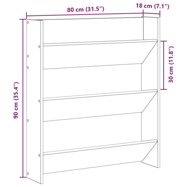 vidaXL Skrinka na topánky, čierna, dub, 80x18x90 cm, kompozitné drevo – Obrázok 10