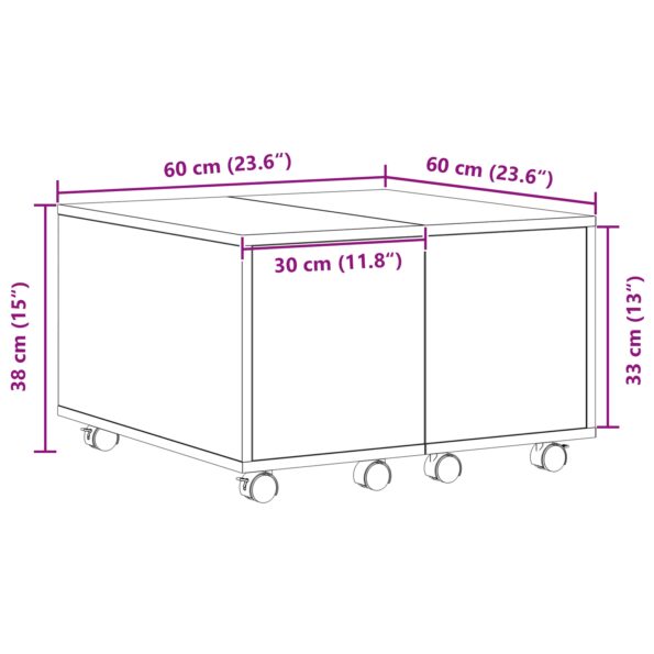 vidaXL Stôl pod lampu Čierny Dub 60x60x38 cm z drevotriesky – Obrázok 11