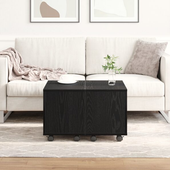 vidaXL Stôl pod lampu Čierny Dub 60x60x38 cm z drevotriesky – Obrázok 4