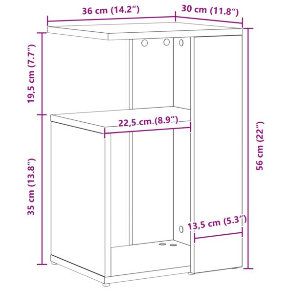 vidaXL Bočný stôl Čierny Dub 36x30x56 cm Kompozitné drevo – Obrázok 9