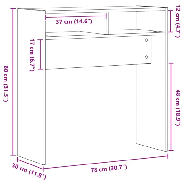 vidaXL Konzolový stôl Čierny dub - 78x30x80 cm - Z inžinierskeho dreva – Obrázok 9
