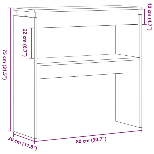 vidaXL Konzolový stôl Čierny Dub 80x30x80 cm z inžinierskeho dreva – Obrázok 9
