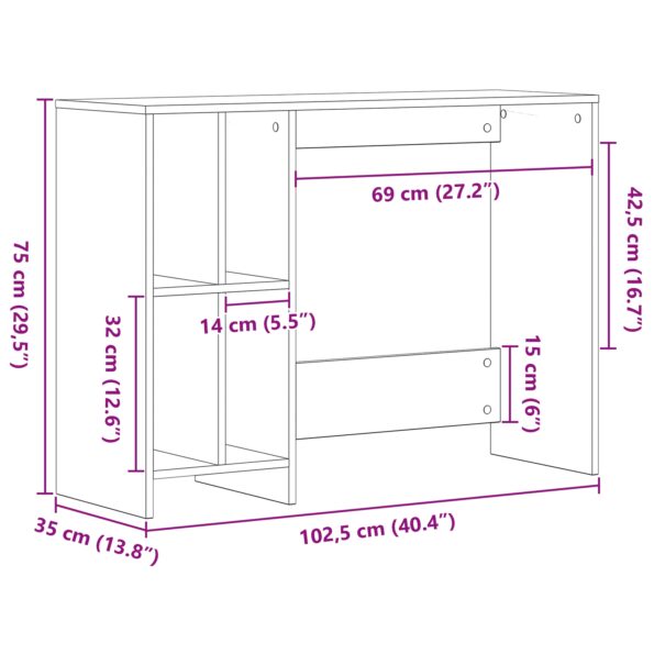 862664_9.jpg vidaXL Stôl Čierny Dub 102,5x35x75 cm – Obrázok 9