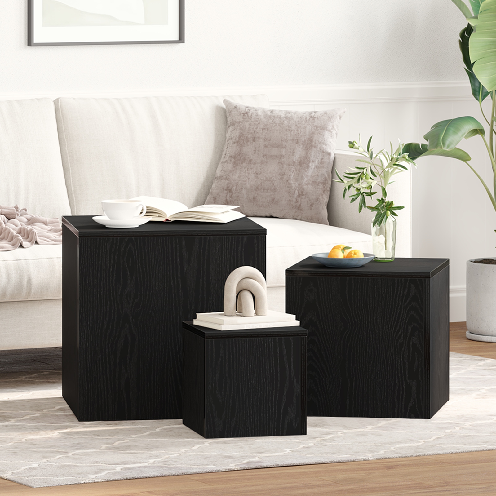 862676_1.jpg vidaXL Hniezdiaci stôl 3 pcs Čierny dub Kompozitné drevo – Obrázok 1