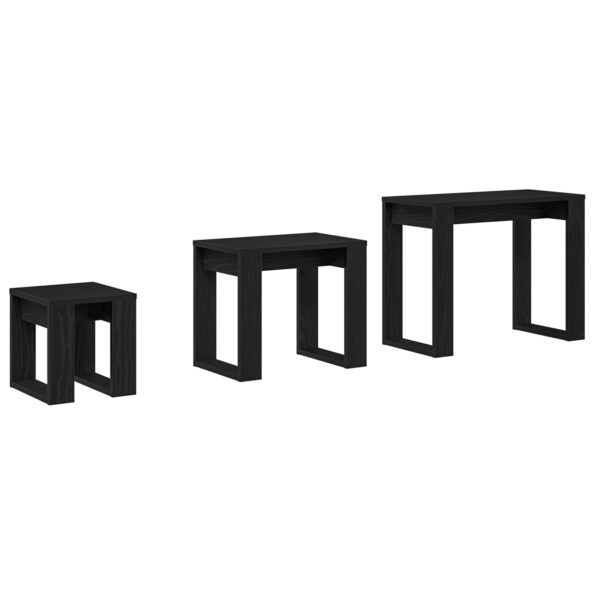 vidaXL 3-kusová súprava zásuvných stolov v čiernom dube z kompozitného dreva – Obrázok 7