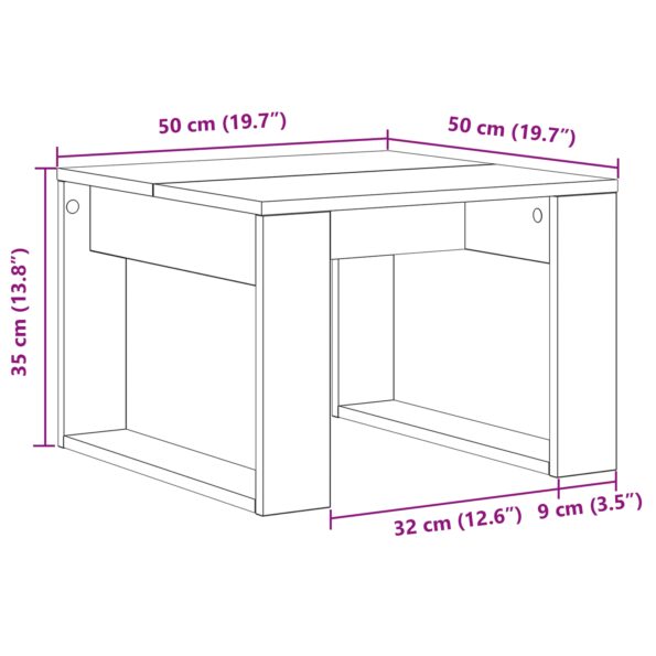 vidaXL Bočný stolík Čierny Dub 50x50x35 cm z umelého dreva – Obrázok 9