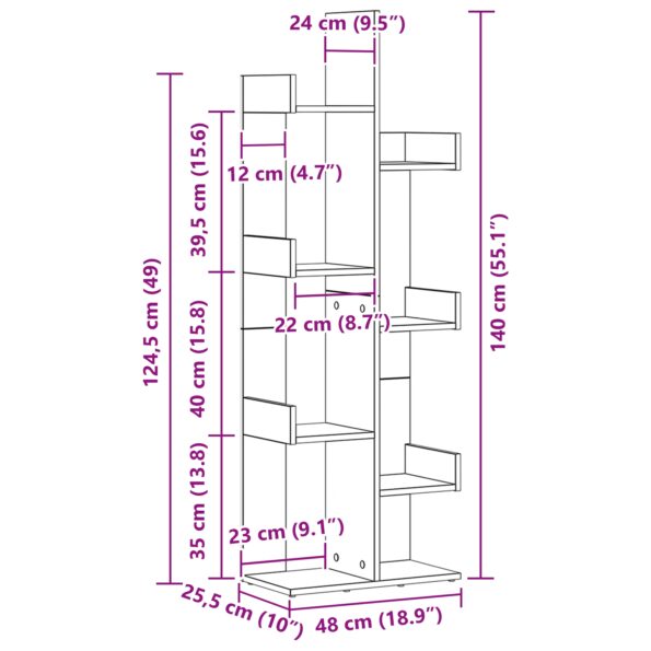 vidaXL Knižnica Čierny Dub 48x25,5x140 cm Z dreva – Obrázok 9