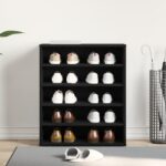 vidaXL Skrinka na topánky Čierna Dubová 60x35x70 cm Zložená z kompozitného dreva – Obrázok 4