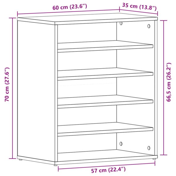vidaXL Skrinka na topánky Čierna Dubová 60x35x70 cm Zložená z kompozitného dreva – Obrázok 9