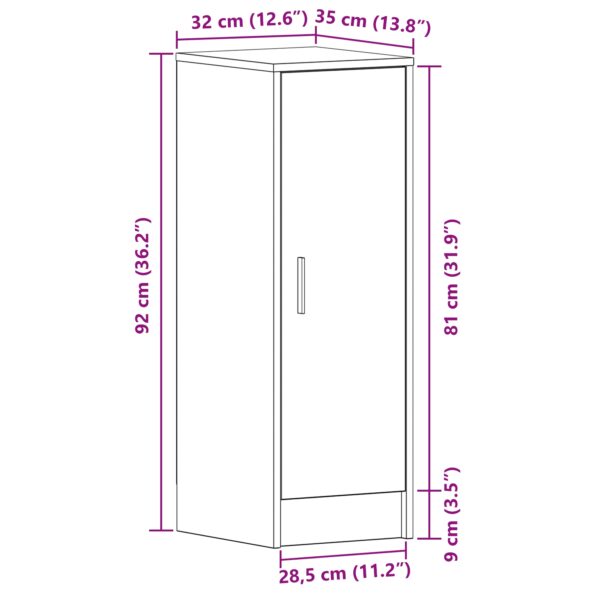 vidaXL Skriňa na topánky - Čierna Dub - 32x35x92 cm - Kompozitné drevo – Obrázok 11