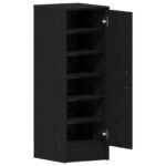 vidaXL Skriňa na topánky - Čierna Dub - 32x35x92 cm - Kompozitné drevo – Obrázok 5