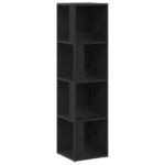 vidaXL Knižnica Čierna Dub 33x33x132 cm z kompozitného dreva – Obrázok 2