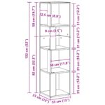 vidaXL Knižnica Čierna Dub 33x33x132 cm z kompozitného dreva – Obrázok 8